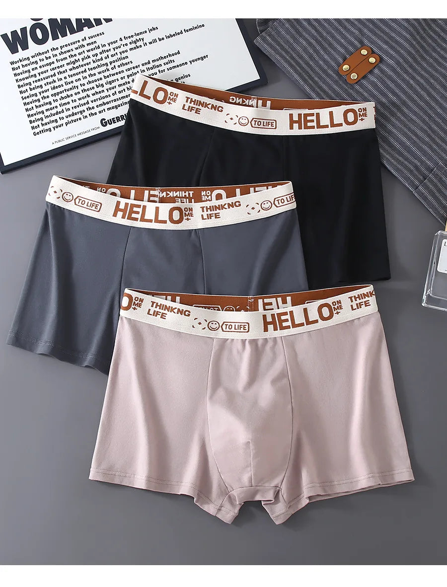 Underwear Man 2025 Briefs mid-waist loose XXXXL underpants hello letter summer confortable men's boxer brief