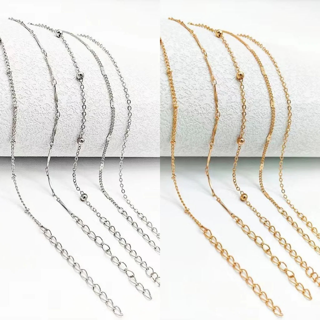 5 Pcs /set Silver plated Stainless Steel Anklet for women men Summer Beach Bracelet Accessories Jewelry Valentine's Day Gift