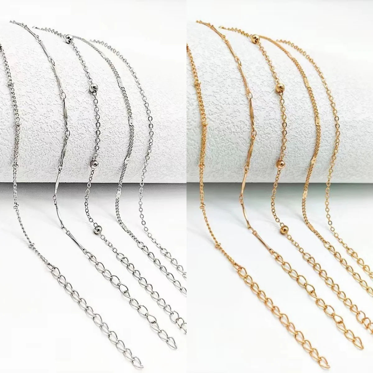 5 Pcs /set Silver plated Stainless Steel Anklet for women men Summer Beach Bracelet Accessories Jewelry Valentine's Day Gift