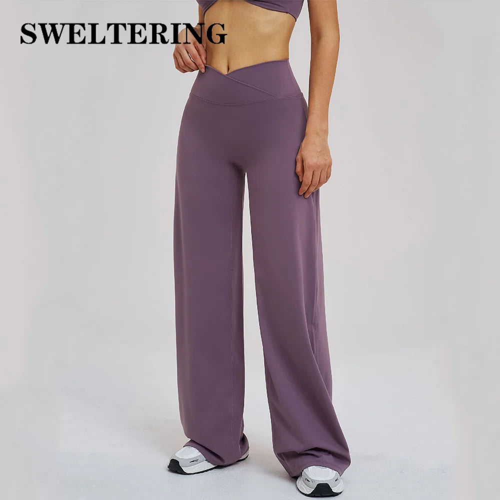 Yoga Flared Pants Women Sexy High Waist Wide Leg Pants Gym Fitness Bell Bottom Trousers Sports Flared Pants Latin Dance Trousers