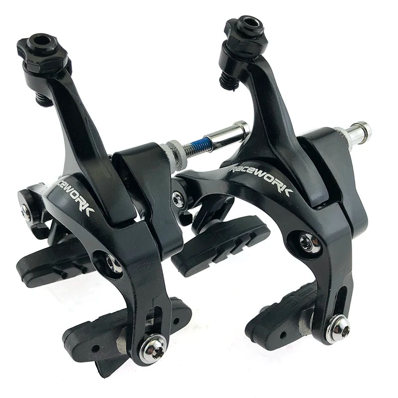 Aluminum Dual Pivot Side Pull Brake Calipers, Front & Rear Road Bike Racing Brakes with Brake Pads