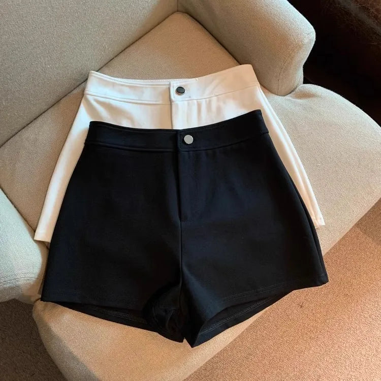 2026 Women's Summer Black Shorts, Thin Breathable High Waist Slim-fit A-line Stretchy Hot Pants for Y2K