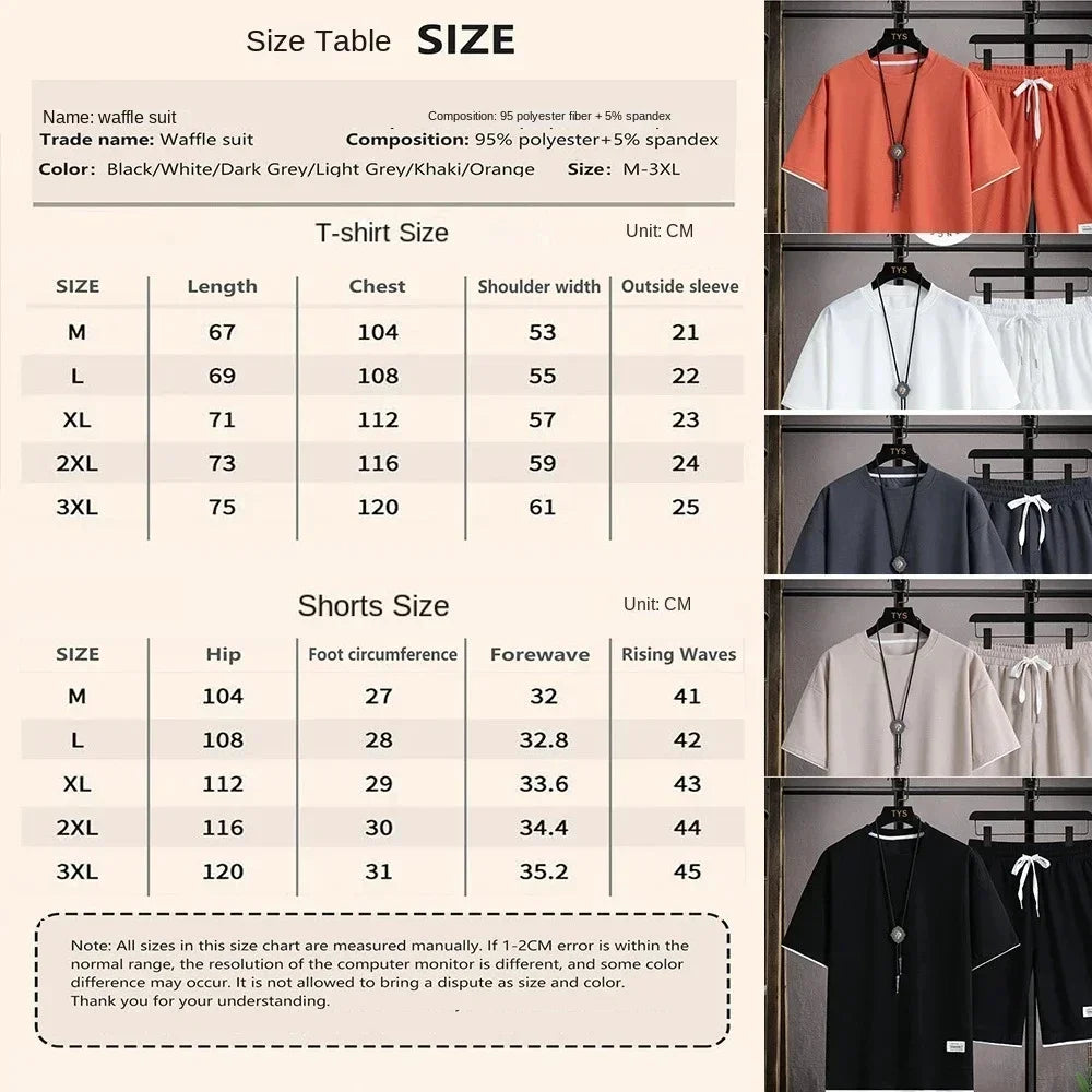 2026 Summer Men's 2-Piece Set, Breathable Short Sleeve T-shirt & Sports Shorts, Fashionable Fitness & Jogging Outfit