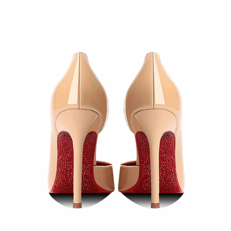 Women's heels 2025 New Luxury Brand Pumps Red Bottom Pointed Toe Rhinestone High Heels Elegant Stiletto Party Prom Ladies Shoes