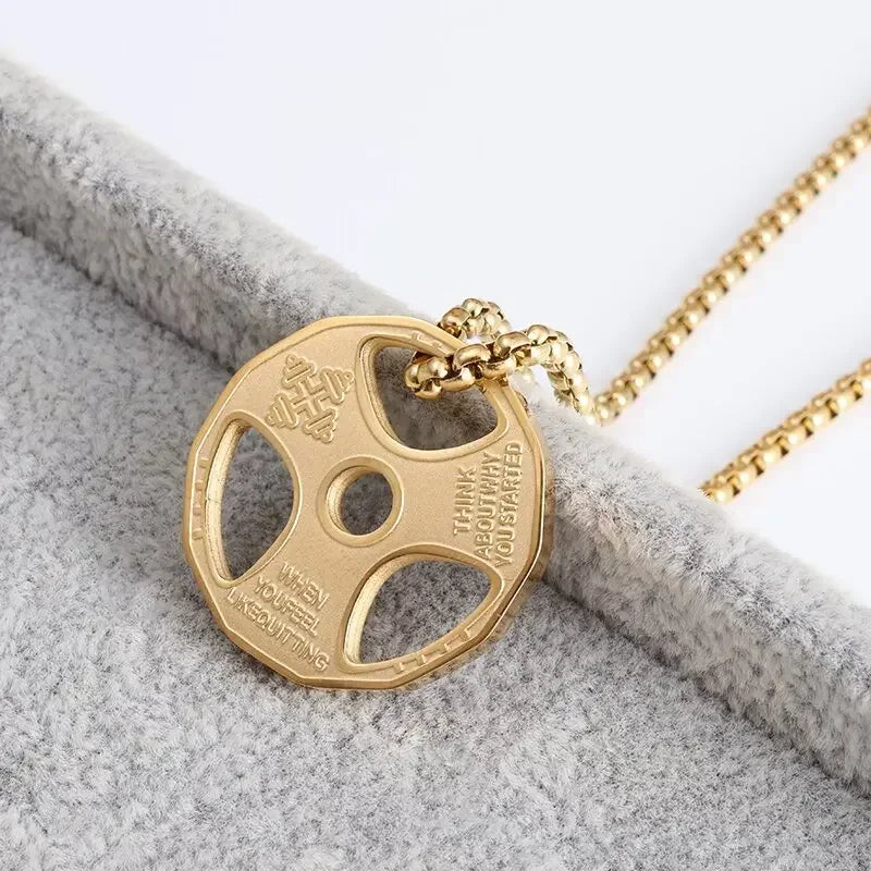 Stainless Steel Barbell Dumbbell Pendant Men\\'s Fitness Bodybuilding Necklace Women\\'s Gym Casual Sports Jewelry