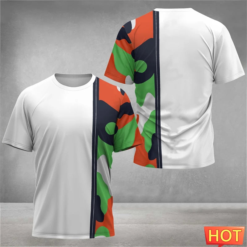 Simple Geometric Graphic Sports T Shirts For Men Summer Fashion Short Sleeve 3D Printed Badminton T-shirts Loose Breathable Tees
