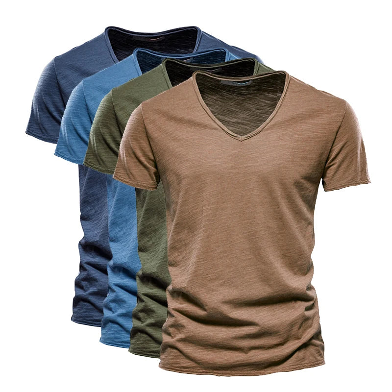 Men Fashion v-Neck t-Shirts Oversized Cotton t Shirt For Man Short Sleeve Top Tees Slim Casual Gym t Shirt Blouses Man Clothing