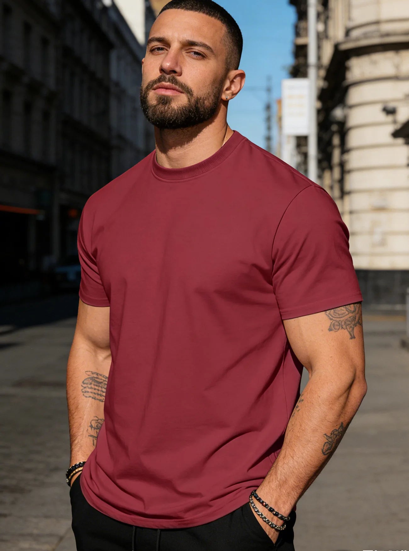 Summer Casual Comfortable Men's T Shirt Fashion Round Neck Short Sleeve Tops Simple Solid Color Oversized T-shirt Daily Clothing
