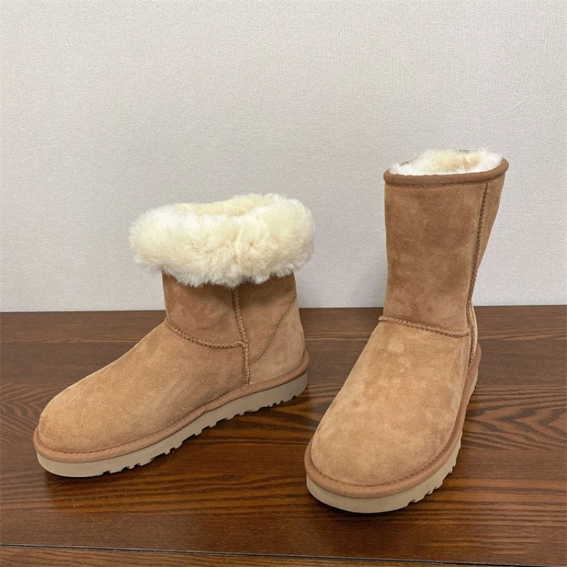 2026 New Design Winter Boots Women Super Mini Real Sheepskin Wool Comfort Warm Natural Fur Shoe Man Classic Snow Boot Size 35-44