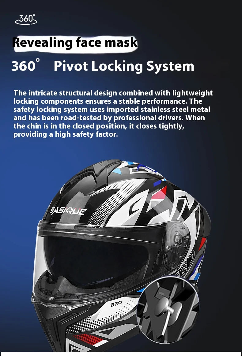 New Flip Up Motorcycle Helmet Dual Lens Sun Visor DOT Certified Bluetooth Compatible Unisex Adult Motorbike Full Face Helmet