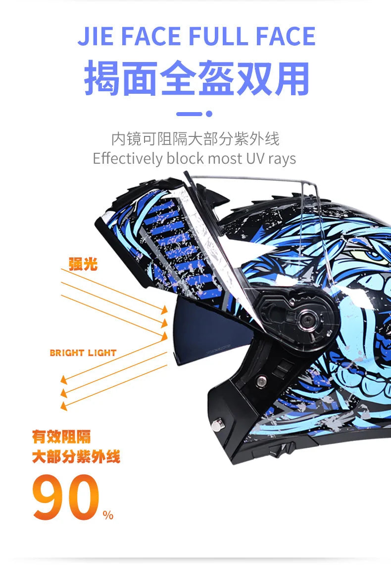 Orz-958 Motorcycle Helmet, Men's and Women's Open Face Helmet, Summer Dual Mirror Large Tail, Semi Fully Covered All Season