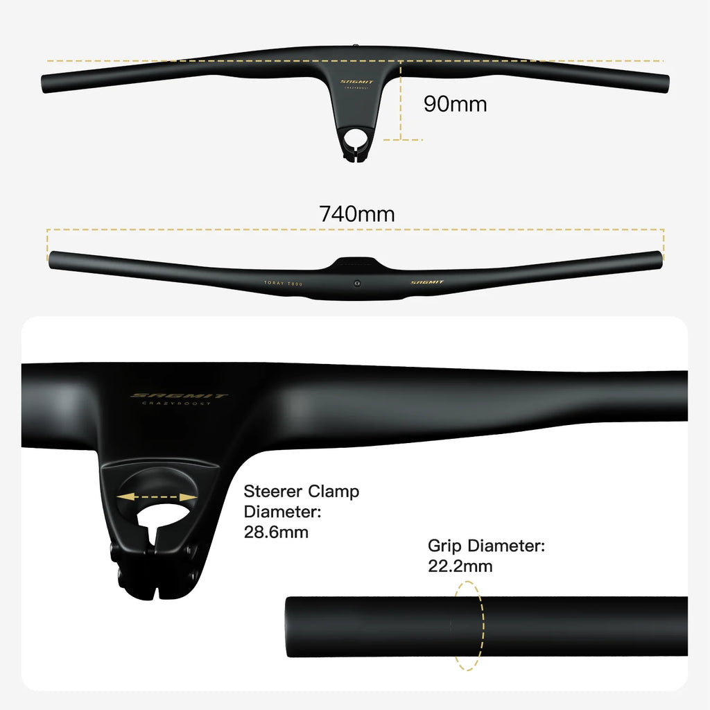 SAGMIT T800 Carbon MTB Bicycle Handle Ultralight 740MM Length 31.8mm Mountain Bike Handlebar Bike Accessories