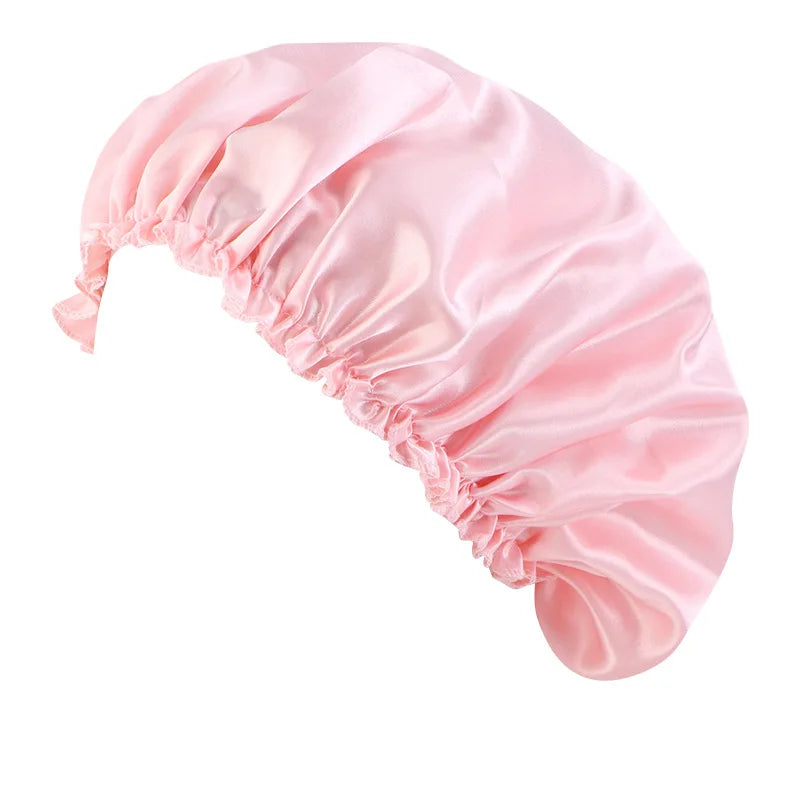 Women Solid Satin Sleeping Night Caps Elastic Band Hair Care Bonnets Used To Hair Care