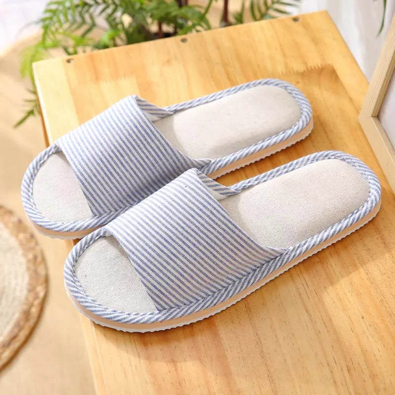 Four Season Linen Home Slippers Women Indoor Bedroom Women House Slides Autumn Unisex Lovers Shoes Adults Outdoor Casual Sandals