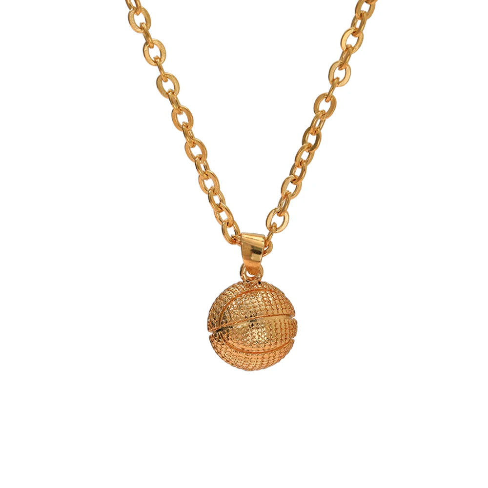 New In Sporty Basketball Football Pendant Necklace 3D Ball Choker For Women Men Boys Fans Lovers Jewelry Party Birthday Gift