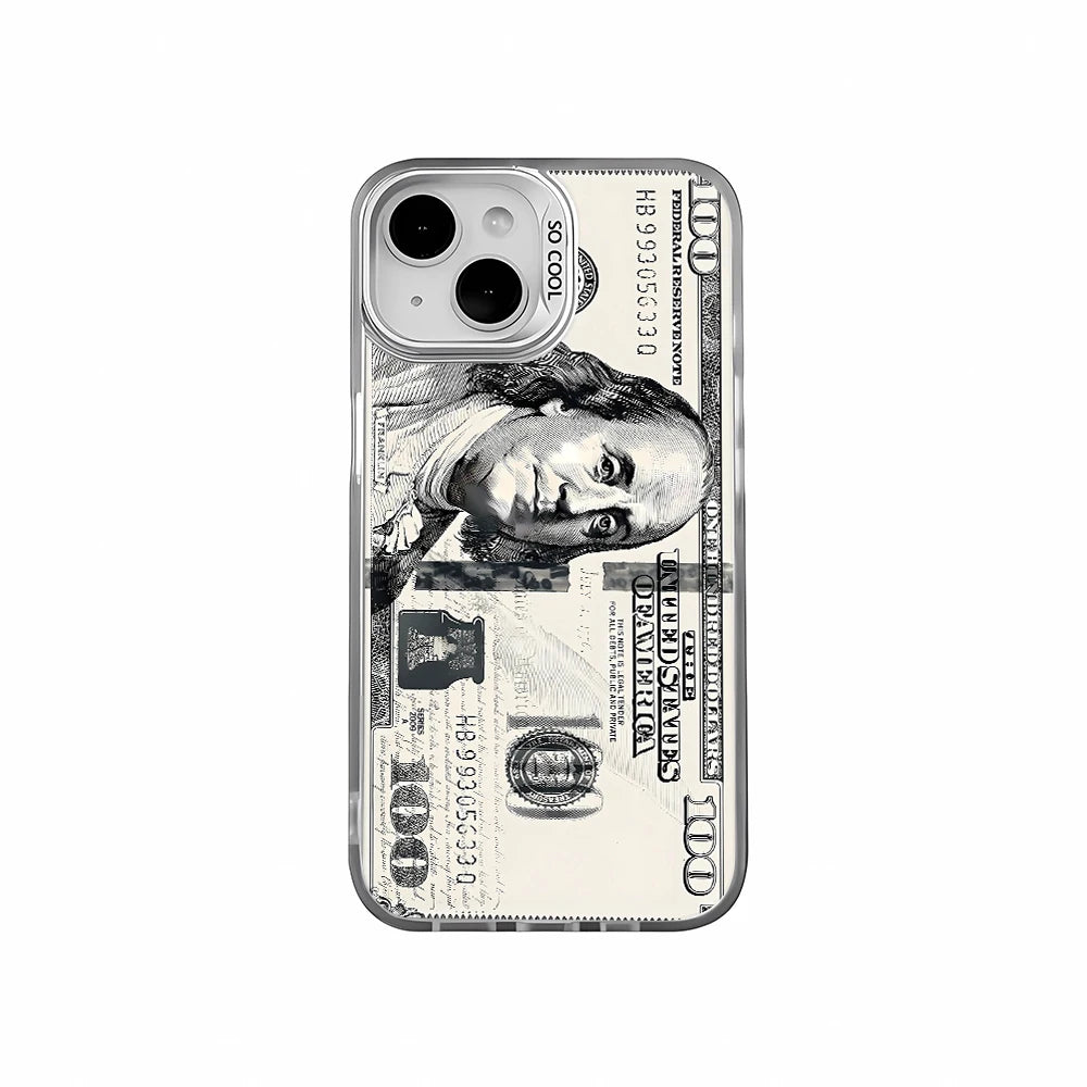 Cool 100 Dollar Bank Note Phone Case For IPhone 16 PRO 15 14 13 12 11 Promax Xr Xs 7 8 Plus SE Minimalism Shockproof Cover