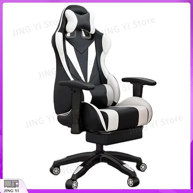 High-Back Gaming Chair with Footrest Massage Function PU Leather Reclining Computer Chair Ergonomic Office Chair for Gamers