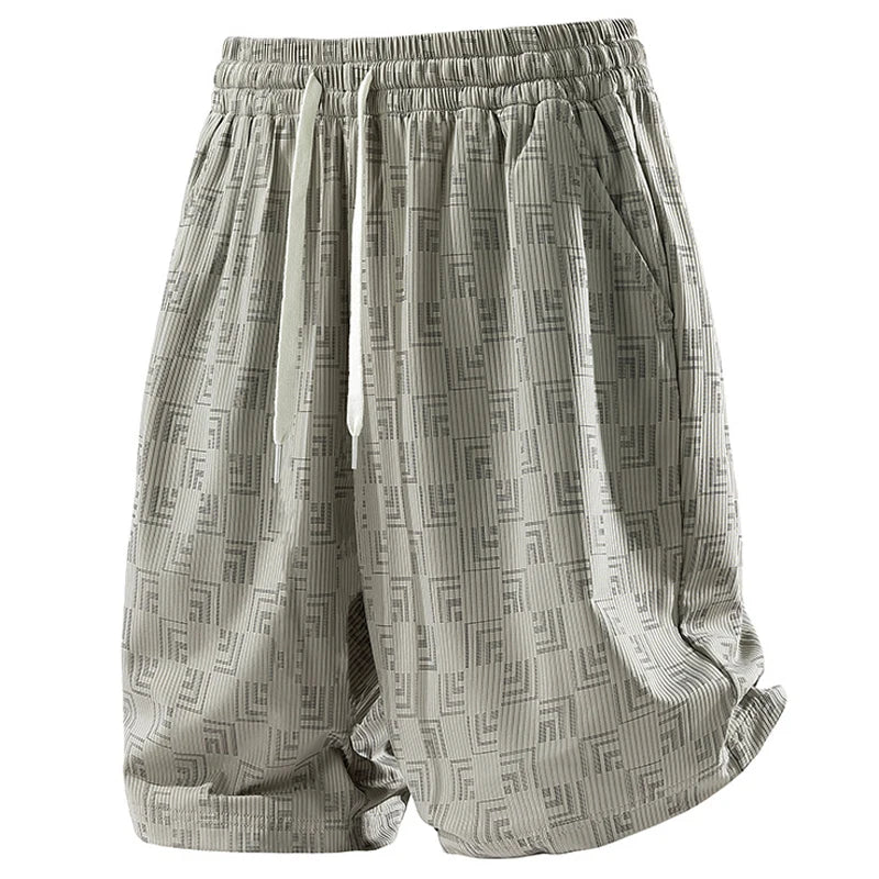 Men's Printed Cargo Shorts Summer Ice Silk Casual Loose Plus-Size 7XL 8XL Shorts Outdoor Gym Running Sports Five-Point Shorts