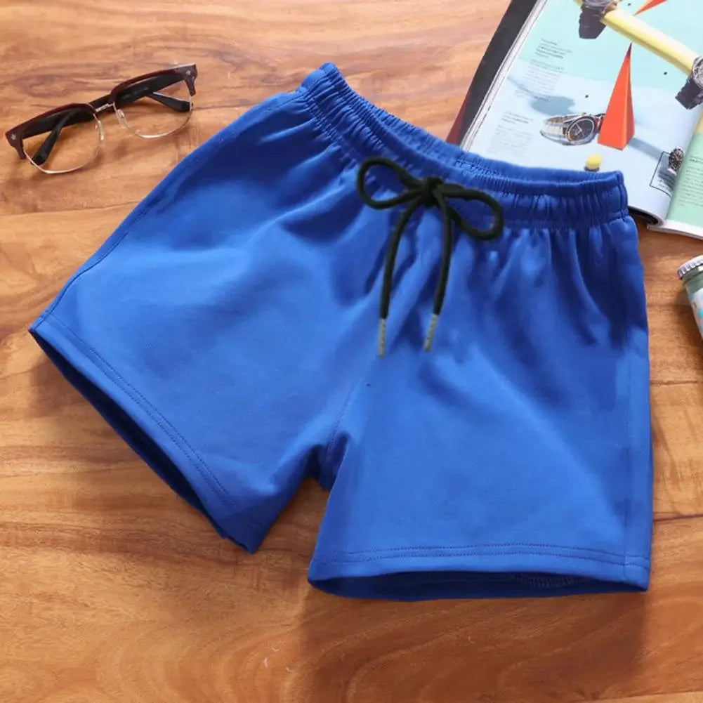 Men's Sports Shorts Elastic Waist Drawstring Gym Short Pants Solid Drawstring Waist Outdoor Shorts Running Shorts Beach Pants