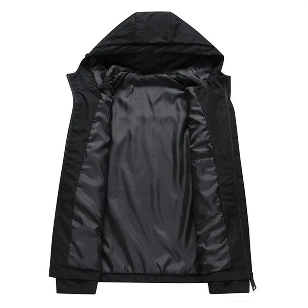 2026 New Season Spring and Autumn Men's Jacket - High-Quality Printed Outdoor Sports Hooded Fashion Sporty Casual Jacket
