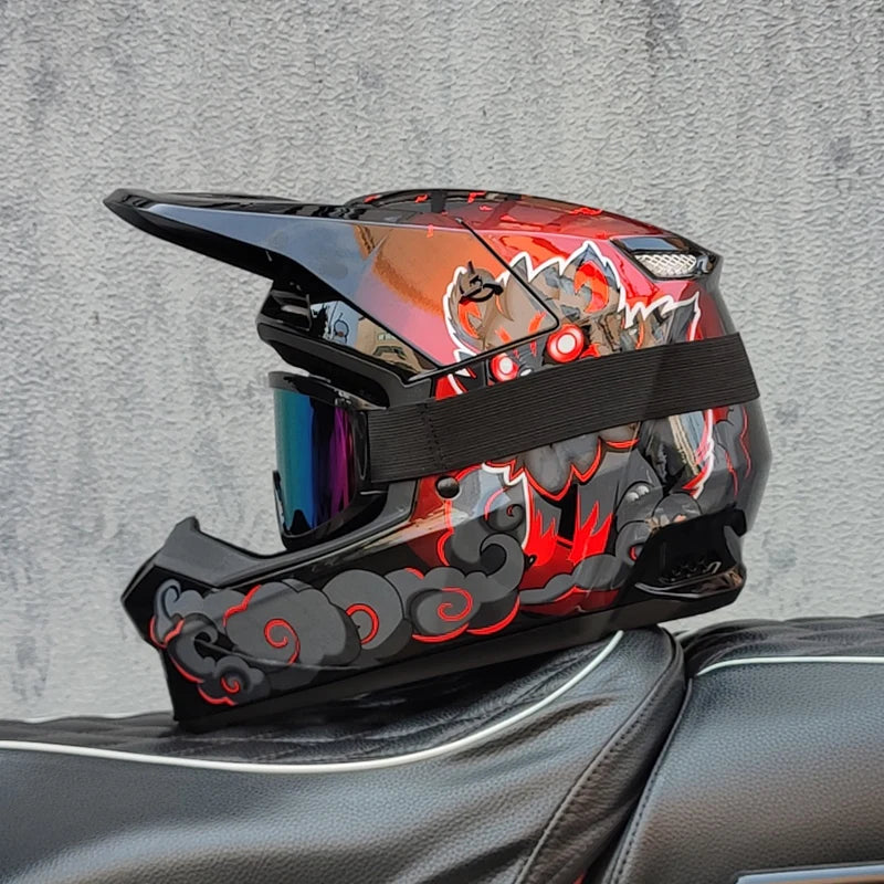 ORZ professional off-road motorcycle helmet, youth off-road full helmet, DOT approved gift of goggles, capacitors de moto