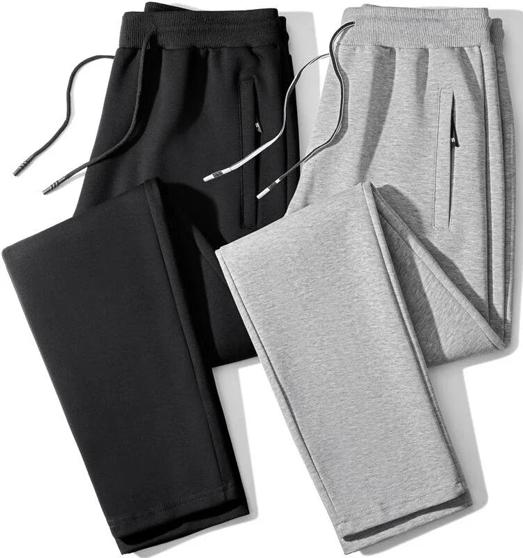 Men's Casual Straight Leg Pants Spring Autumn Loose Fit Fce Lined Bla ey Versatile Winter Trendy Brand Sweatpants