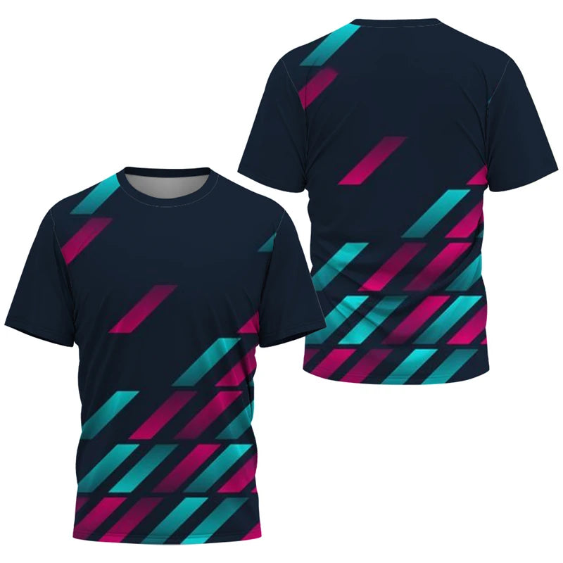 Simple Quick Dry Table Tennis T Shirts For Men Summer Short Sleeve Fashion 3D Printed Sports T-shirts Loose Breathable Gym Tops