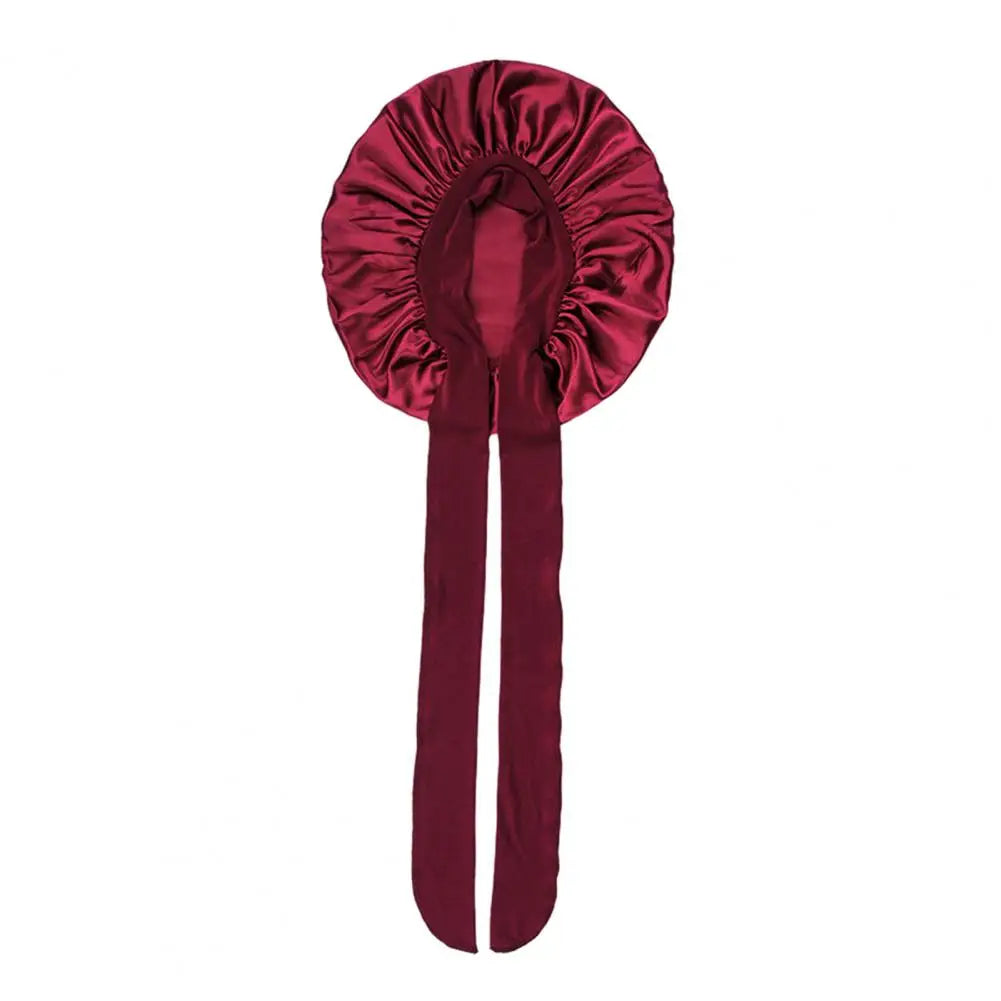 Women Sleeping Hair Bonnet with Tie Band Night Sleep Cap Adjustable Silk Satin Bonnet Wrap for Braids Long Curly Hair