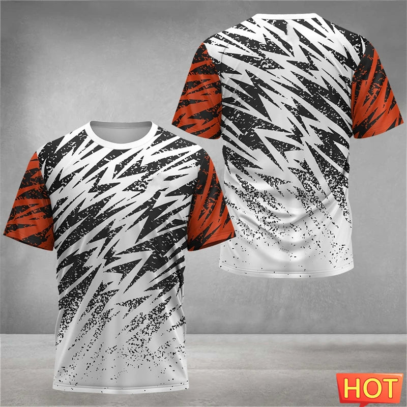 Simple Geometric Graphic Sports T Shirts For Men Summer Fashion Short Sleeve 3D Printed Badminton T-shirts Loose Breathable Tees