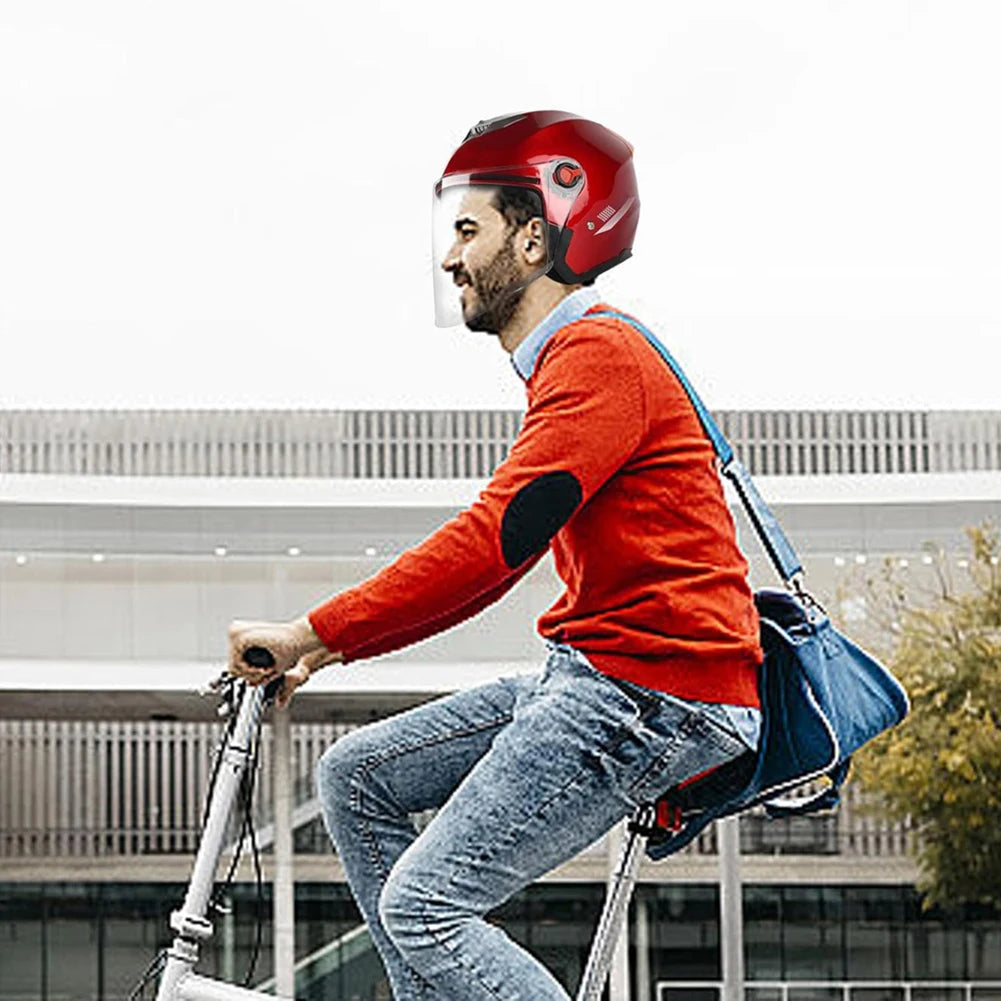 Open Face Motorcycle Helmet with Sun Visor Adult Motorcycle Helmet All Year Use Adults Semi-Open Helmet Woman Men Moto Equipment