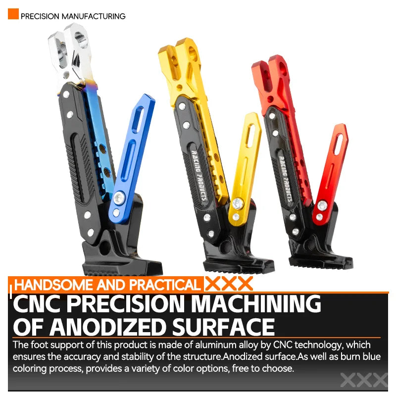 Universal Motorcycle CNC Kickstand Side Support Kick Bracket Foot Stand Adjustable Side Tripod Alloy Motorbike Parking Kickstand