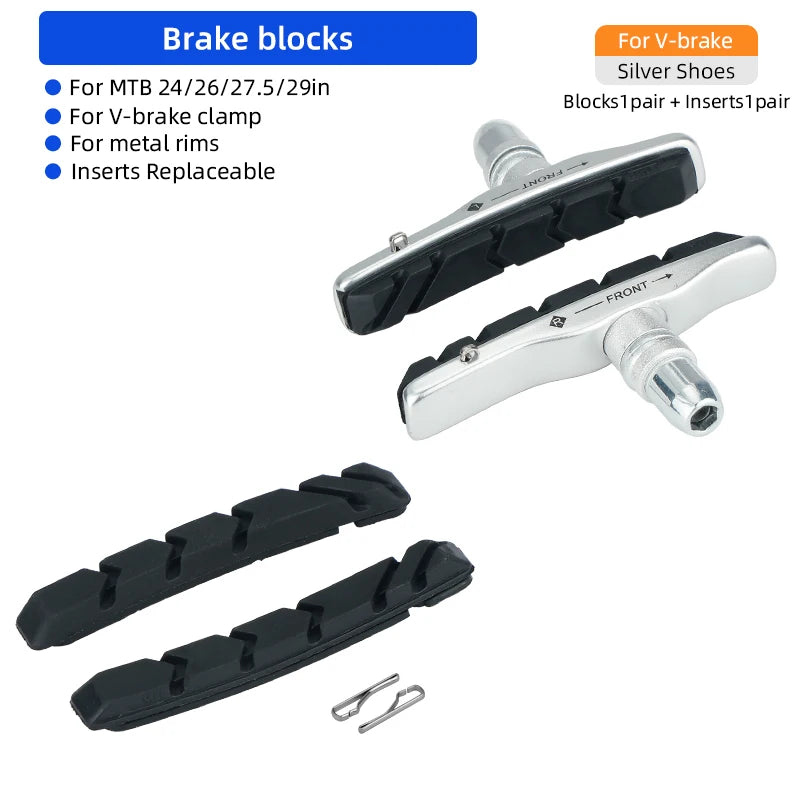72mm Caliper Brake Pad for MTB Bike Metal Rim Low Wear Bicycle Stopping Blocks for V Shape Clamp Cycle Brake Inserts Replacement