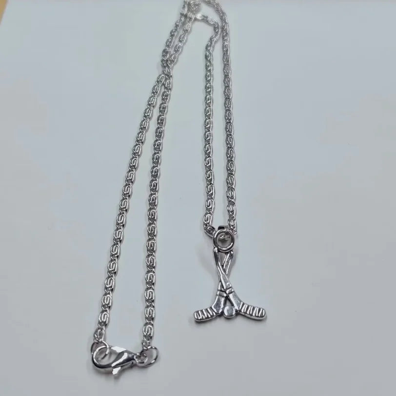 1pcs Hockey Basketball Volleyball Racquet Hat Necklace 45cm Stainless Steel Chain Women Sports Jewelry Wholesale Sales