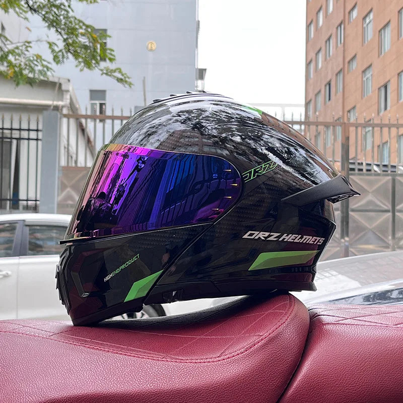 Orz-958 Motorcycle Helmet, Men's and Women's Open Face Helmet, Summer Dual Mirror Large Tail, Semi Fully Covered All Season