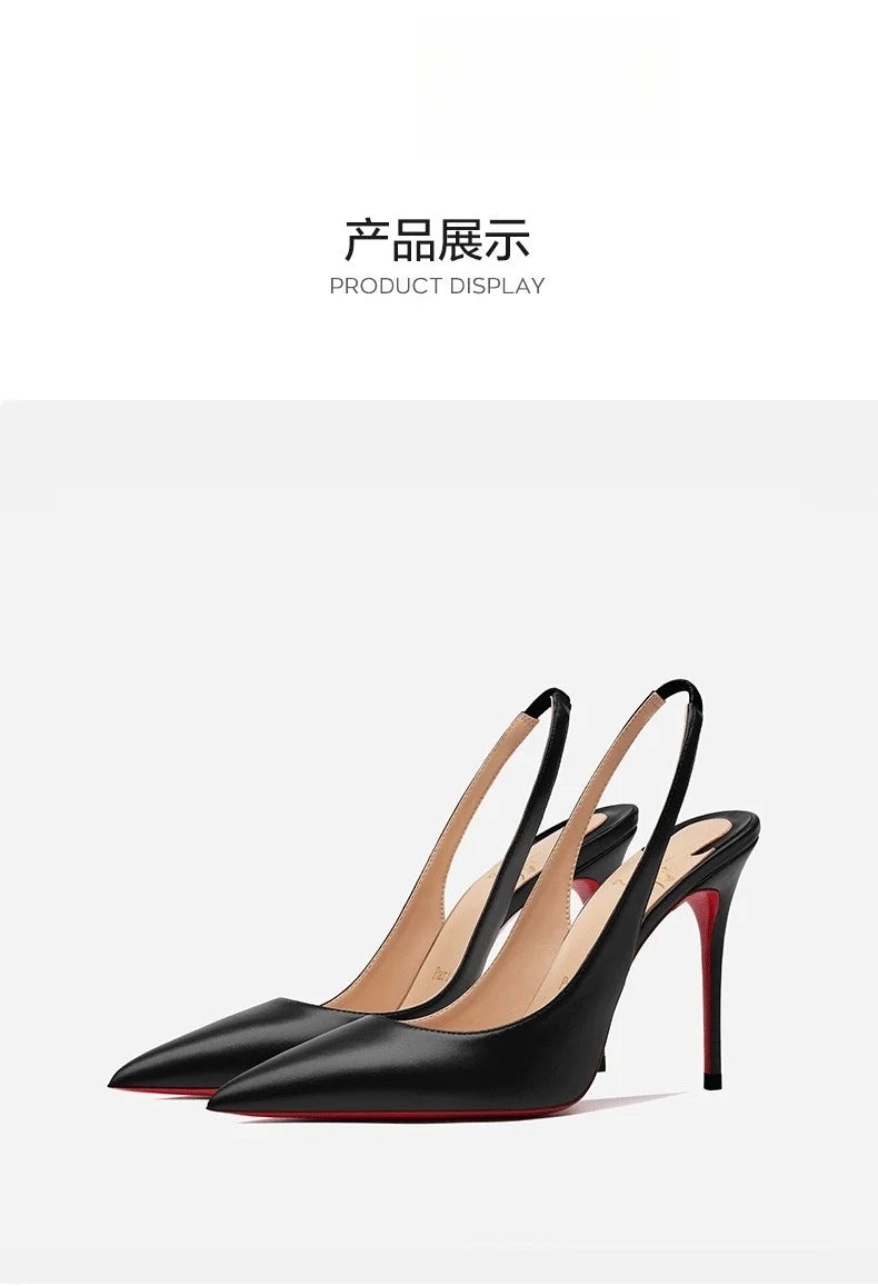 2025 Summer Woman Sandals Black Pointed toe Hollow Women's Sandals Elegant Woman Heels Luxury Designer High Quality Ladies Shoes