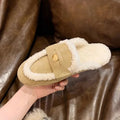 Women's slippers 2025 autumn and winter warm fur half slippers for wearing outside slippers