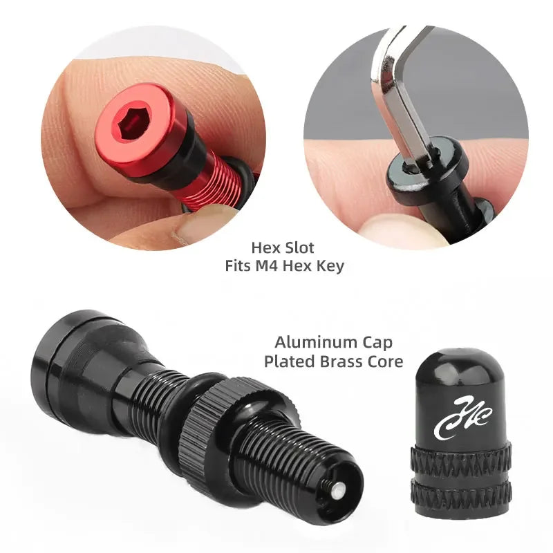 Deemount 2PCS Schrader A/V Valves 40/60mm CNC Machined Anodized for MTB Road Bike Tubeless Rims