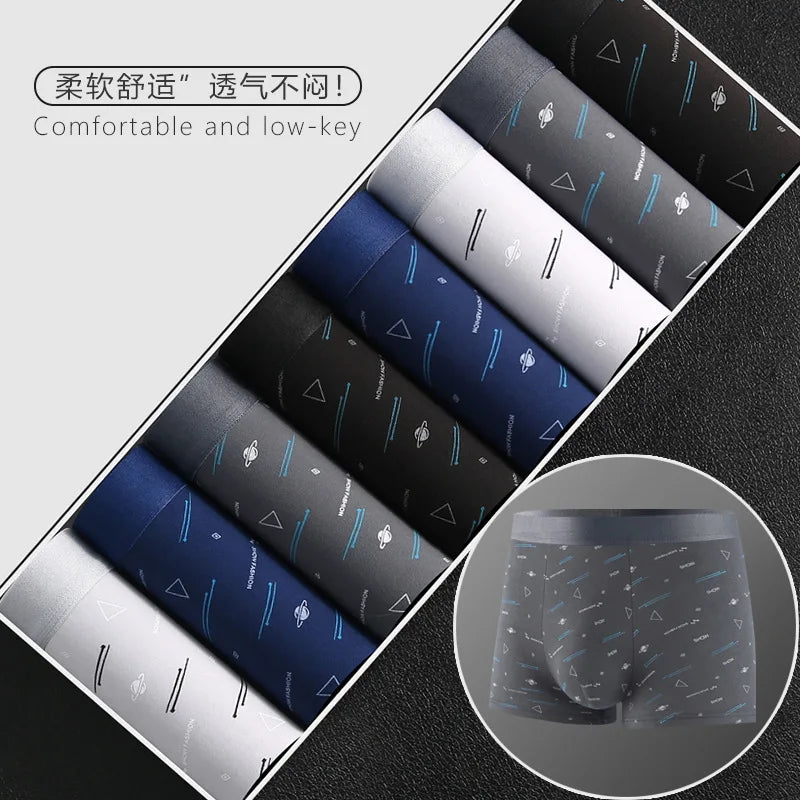 Underwear Man 2025 briefs mid-waist geometric print underpants solid cotton comfortable men's boxer briefs cheap clothing