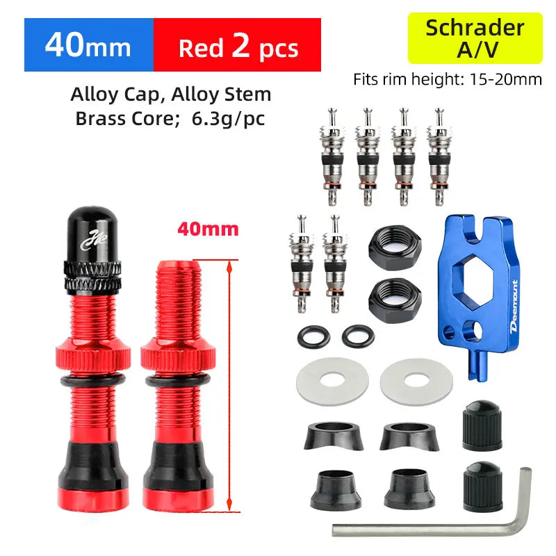 Deemount 2PCS Schrader A/V Valves 40/60mm CNC Machined Anodized for MTB Road Bike Tubeless Rims