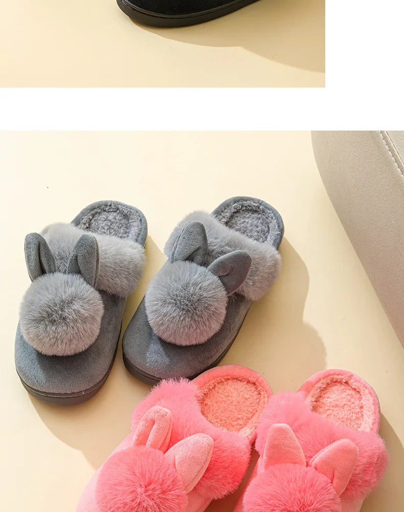 Evshine Winter Plush House Slippers For Women Cute Cartoon Indoor Fuzzy Slides Fur Lined Cotton Shoes Cozy Bedroom Furry Slipper