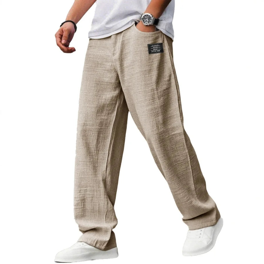 2026 Vintage Men's Loose Straight Pants Casual Breathable Badge Streetwear Trousers Fashion Daily Sports Jogger Pants For Men