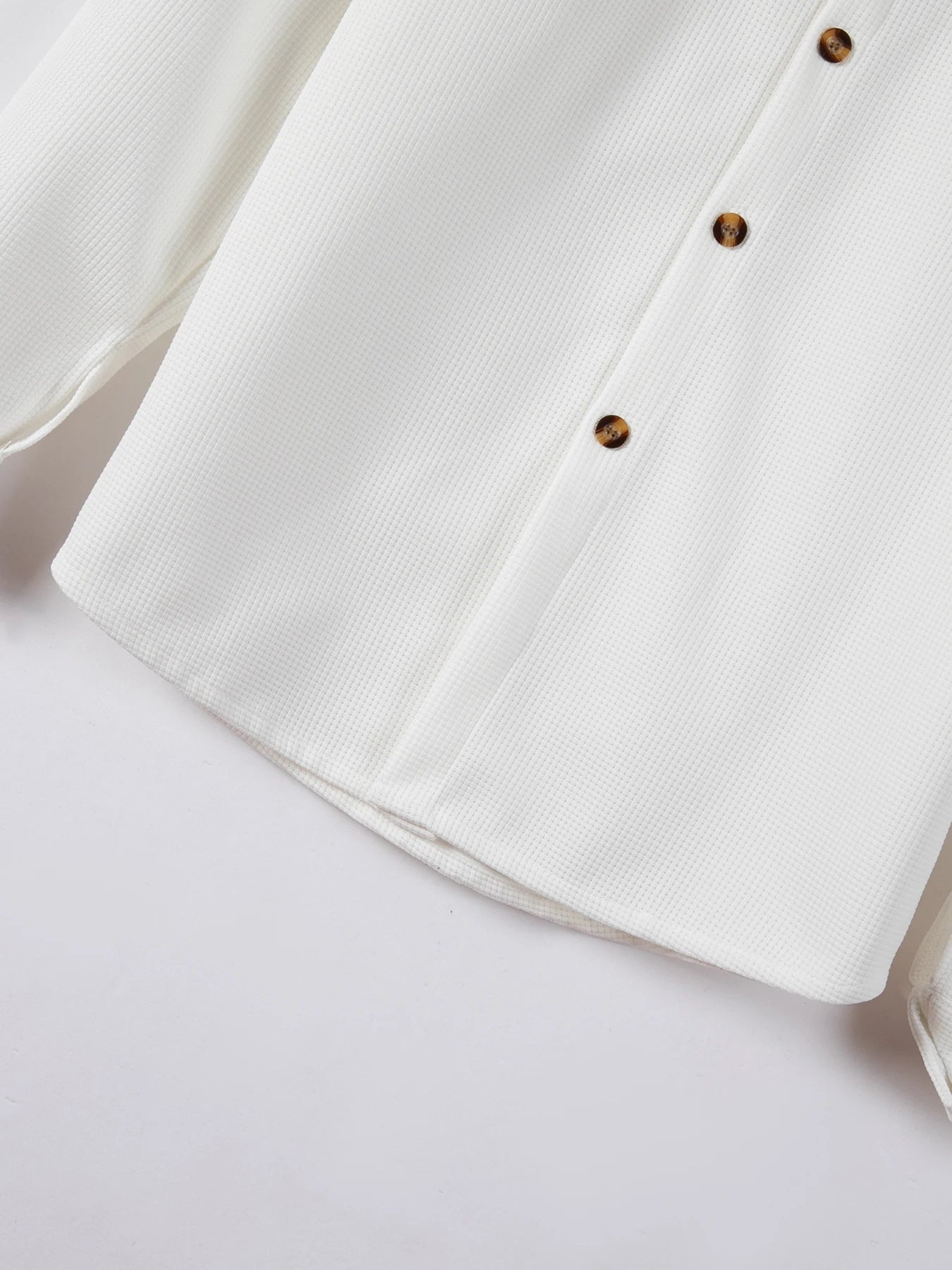Men's Waffle Knit Button Down Shirt - Casual Long Sleeve Turn Down Collar Chest Pocket Work Shirt