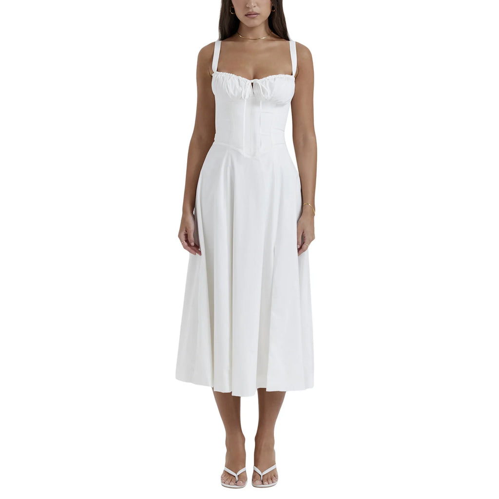 Elegant Long Dresses For Women 2025 Summer Sexy Sling Sleeveless Backless Bandage Party Dress Female Solid Color Maxi Vestidos
