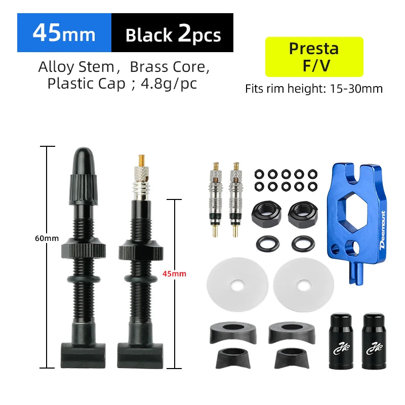 Presta Nozzles W/ Uni-body Rectangle Base for Bicycle Tubeless Rim F/V Valve Nipples MTB Road Bicycle Carbon Wheelset Tire Part