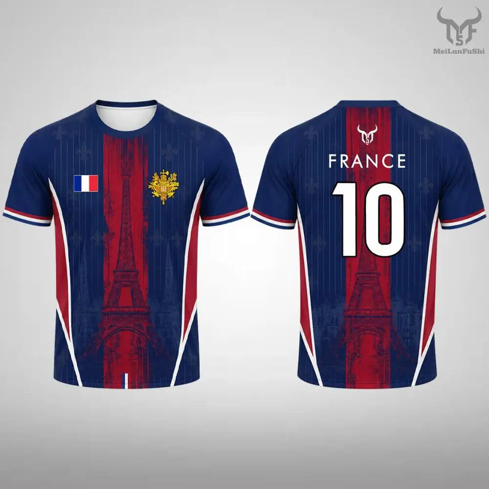 New France Flag Printed T-shirt Men Breathable And Quick-drying Soccer Jersey Unisex Casual Sports Training Short-sleeved Top