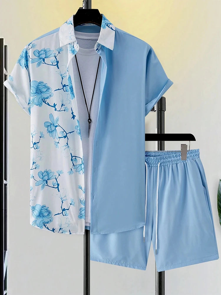 Hawaiian Men's Short Sleeve Shirt And Beach Shorts Set Beach Party Men's Shorts Summer Vacation Fashion Men's Casual Shirt