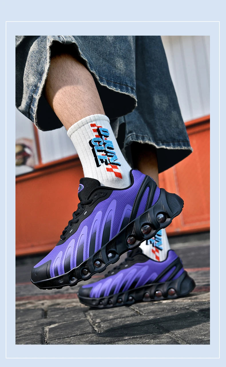 New men's sneakers PU air cushion anti-slip shock absorber running shoes outdoor lightweight and breathable mesh running shoes