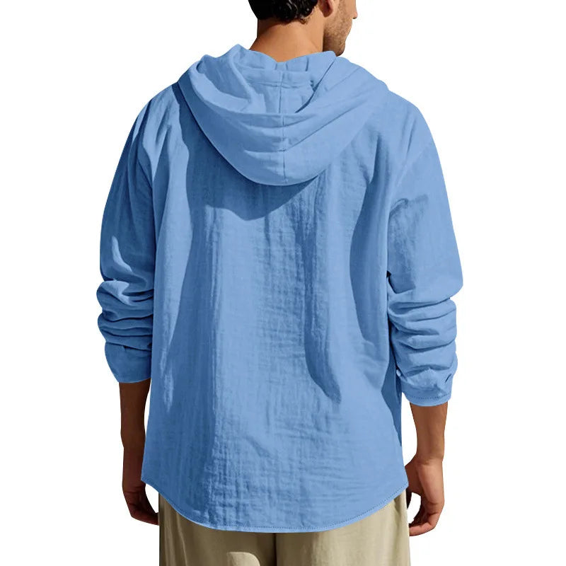 Men's Linen Long-Sleeved Shirt And Pants Set Breathable Outdoor Leisure Hiking Beach Sports Clothing for Spring Summer Autumn