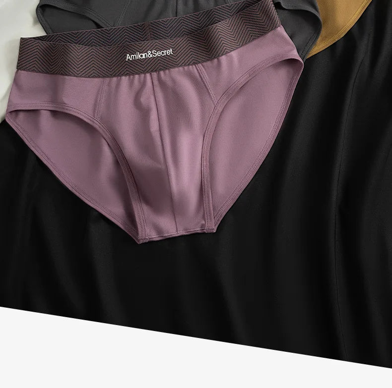 3Pcs Men’s Cotton Briefs No Fly Mid Waist U Convex Pouch Triangle Underpants Solid Color Breathable Summer Daily Underwear Male