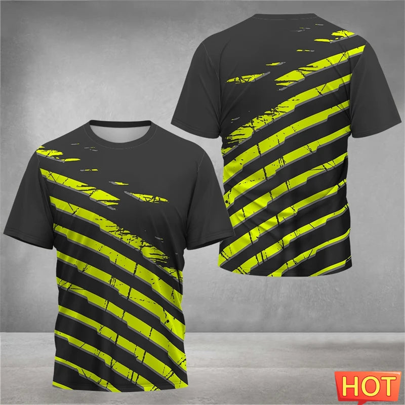 Simple Geometric Graphic Sports T Shirts For Men Summer Fashion Short Sleeve 3D Printed Badminton T-shirts Loose Breathable Tees